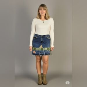 Upcycled Molly Made It Blue & Green Jeans Skirt For Any Age